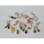 Sixteen items silver jewellery (12 pairs of earrings plus four pendants)