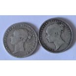 Two Victoria sixpences 1867 and 1874