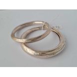 Two heavy silver slave bangles 45.4g