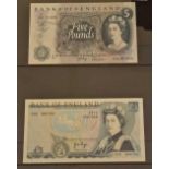 Two five pound GB notes