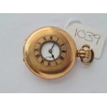 A gents rolled gold half hunter pocket watch with seconds dial WO