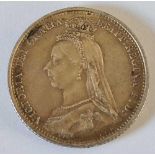 Victoria silver sixpence (gilt?) 1887