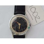 A gents wrist watch with black face by Neker with seconds dial and sweep poor order