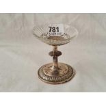 A continental silver salt with glass bowl - 3" high