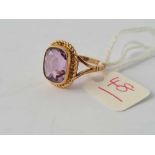 A amethyst ring 9ct size M - 4.5 gms
