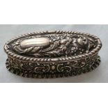 An oval dressing table box with hinged cover – 3.25” wide - London 1900