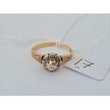 A diamond vintage cluster ring in 9ct mount size O 2.4g inc