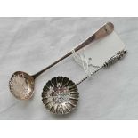 A Georgian bottom mark sifter spoon and an apostle top spoon – Birmingham 1897