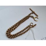 A GOOD 9CT ROLLY LINK DOUBLE ALBERT WATCH CHAIN 40.3G