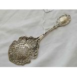 A continental (800 standard) decorated pierced spoon