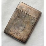 A Chester silver card case, engraved with ribbons and drapery 1923 - damage to hinge