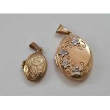 Two oval 9ct lockets 2.6g inc