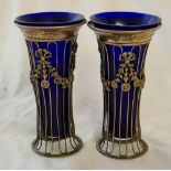 A pair of spill vases, the wire work sides with festoons – 5” high – Chester 1919 – 164 g. excluding