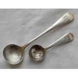 A small Victorian Exeter salt spoon – 1863 and an OE salt spoon