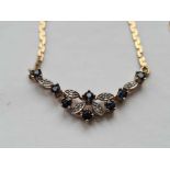 A sapphire & diamond 9ct pendant necklace5.6g inc