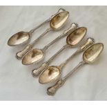 A set of six Victorian princess pattern tea spoons scroll backs – London 1856 by script WC – 187 g.