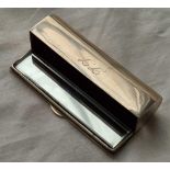 A manicure box (French) with embossed hinged cover, mirror inside - 3.5" long