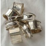 A group of seven various napkin rings - 138 g.
