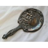 A stylish Art Nouveau hand mirror decorated with flowering lily – Birmingham 1912 by WA