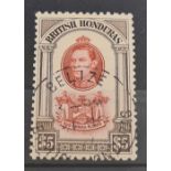 BR HONDURAS SG 161 (1938). Top $5 value, v. fine used. Cat £60