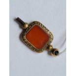 A Georgian watch key inset with agate panel