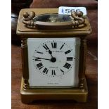 Mappin & Webb brass carriage timepiece