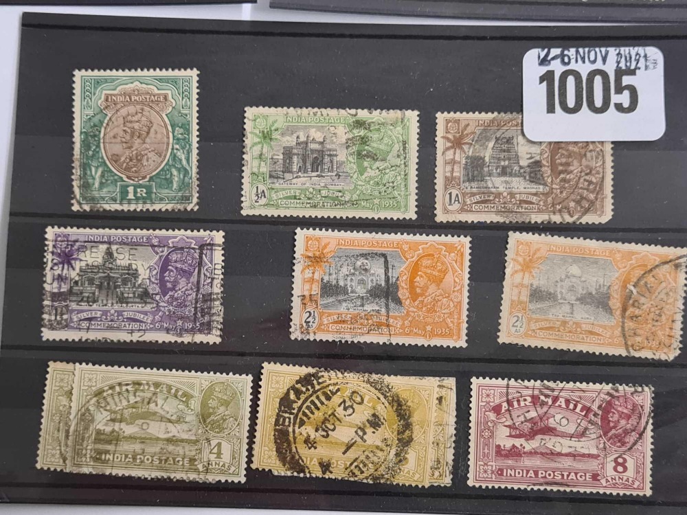 India. Sel. G5 defs + '35 Jubilees 1937 G6 h.vals to 5 Rs in prs, + officials on Ed7 +G5. All used - Image 3 of 3