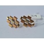 Pair of three colour 9ct gold earrings 3.6g