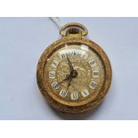 A gilt metal ornate pocket alarm watch "Sparrow"