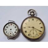 A gents silver pocket watch and silver trench watch both AF