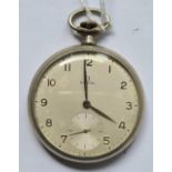 A gents slim line pocket watch by OMEGA with seconds dial WO