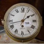 Smith's marine brass mounted wall clock - 8" diameter