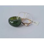 A jadeite ring and a 9ct dress ring