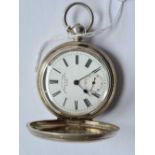 A engraved silver hunter pocket watch " army time keeper max minuk 30259" with seconds dial