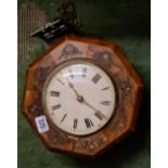 A 19th Century Rosewood and inlaid MOP postman's clock with pendulum