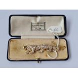 A STUNNING VINTAGE DIAMOND PANTHER BROOCH 18CT GOLD CASED