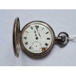 A gents silver half hunter pocket watch AF