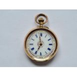 A Victorian ladies fob watch with attractive dial 14ct gold - 22.4 gms