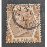 G.B. 1872 6d deep chestnut pl.11 c.d.s. fine. SG122. Cat £140