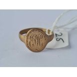 9ct signet ring size Q 3g