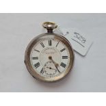 A gents silver pocket watch the Midland lever by J G Graves with seconds dial W/O