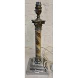 A corinthian column chromium plated table lamp - 16" high