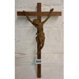 Another carved wood figure of Christ on a cross - 12" high