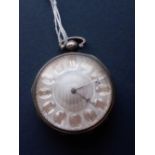 A antique silver cased pocket watch woth silvered face and ballseye glass