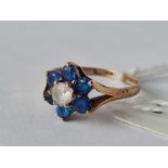 A blue & white stone 9ct dress ring size K