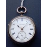 A gents silver pocket watch by Felix Martin Swansea with seconds dial