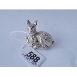A silver mounted fawn in reclining position (filled) - 2" wide