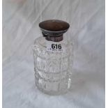 A cylindrical salts bottle also with hinged cover and stopper - 5.5" high - Birmingham 1919