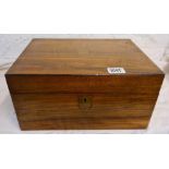 A Victorian walnut writing box with fitted interior and key - 11.5" wide