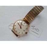 A gents Rome incabloc with seconds sweep and date aperture 9ct W/O